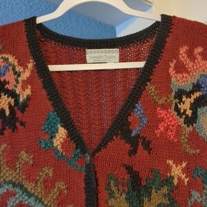 💕 NOMADIC TRADERS Button Front Sweater Vest Floral sz L